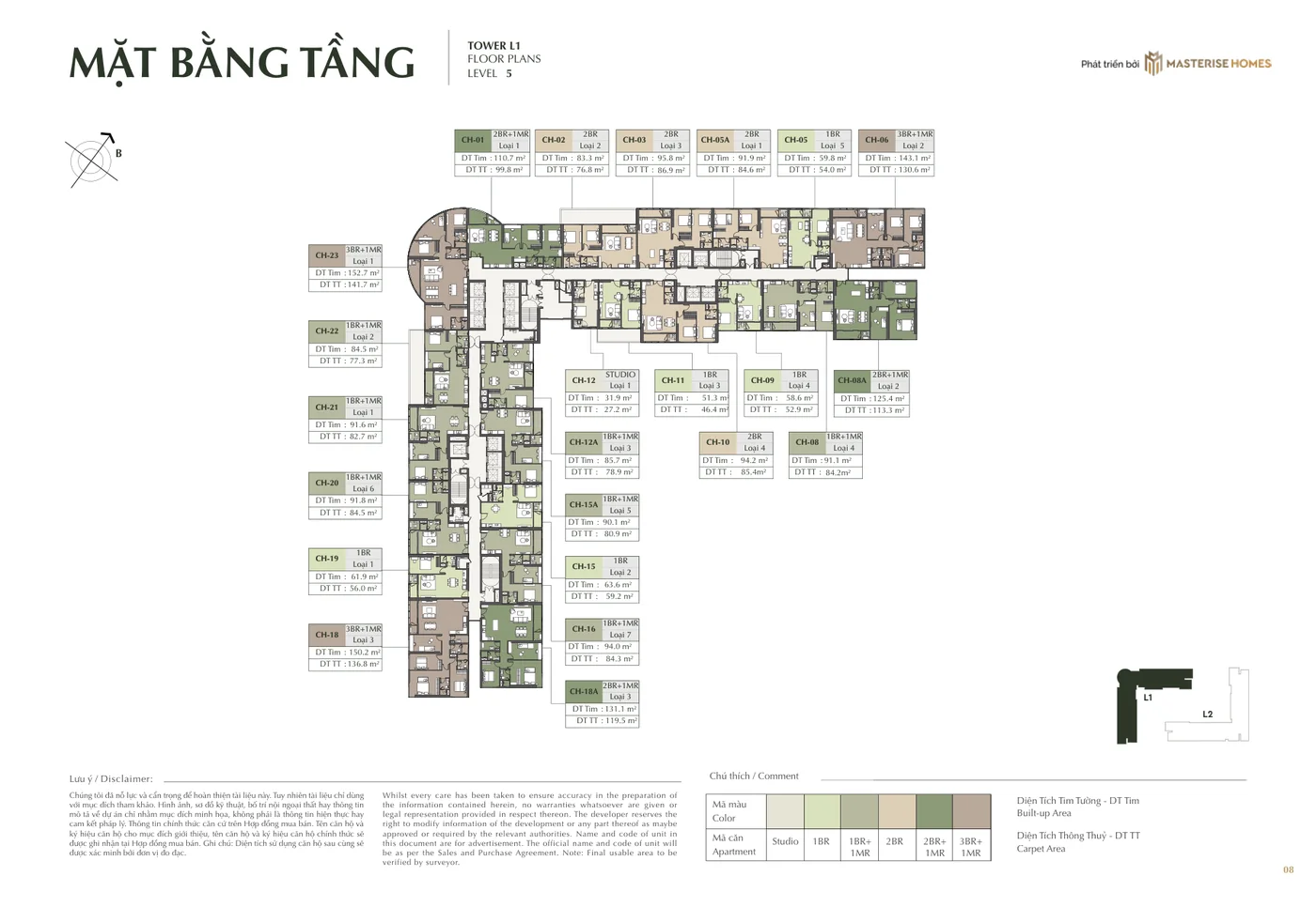 Mặt bằng tầng điển hình Tòa L1 LUMIÈRE Hanoi Seasons Garden