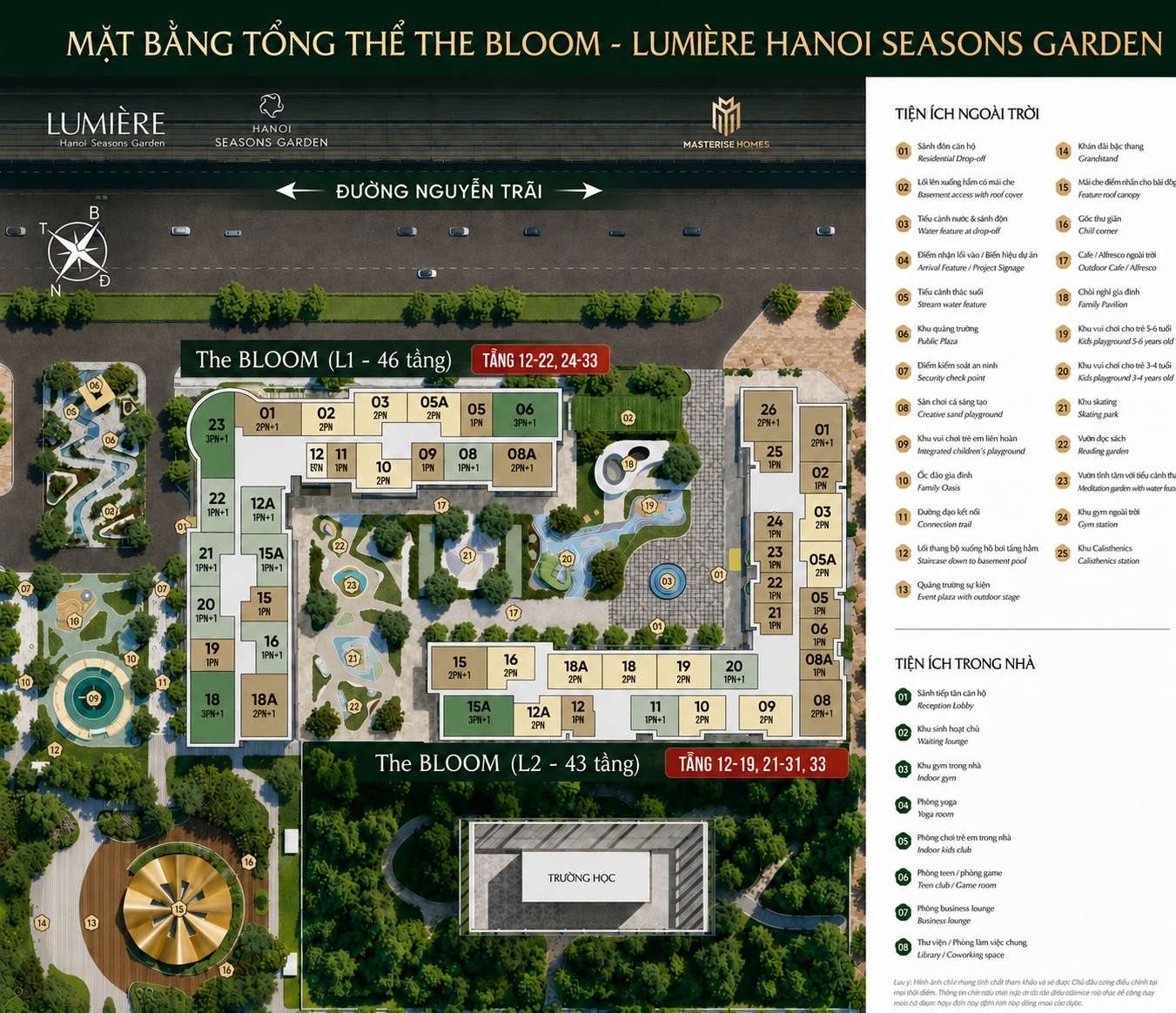 Phân tích mặt bằng toà L2 Masterise Cao Xà Lá - Hanoi Seasons Garden Mặt bằng tổng thể phân khu Bloom Masterise Cao Xà Lá